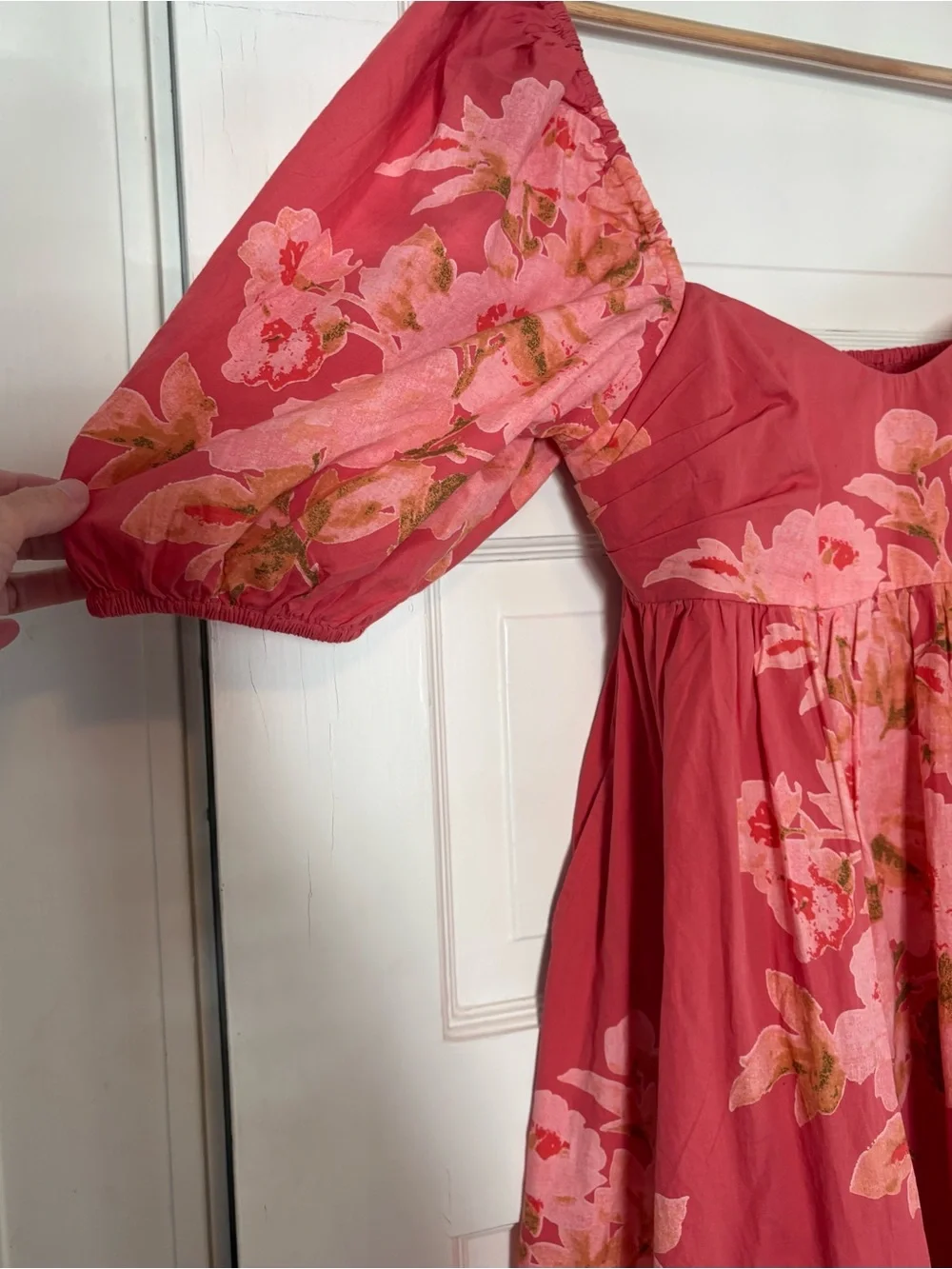 Free People Babydoll Dress Small/Petite. 100% Cotton Coral Floral Smocking